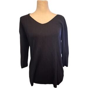 Jarbo Silk & Cashmere V-Neck Sweater, Black, Women's Size 40 (8)